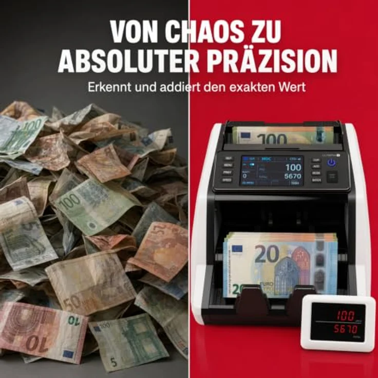 OLYMPIA Banknotenzähler NC 580 Plus, Geldzählmaschine mit Echtheitsprüfung und LED-Display, 1.000 Banknoten pro Minute – Bild 5