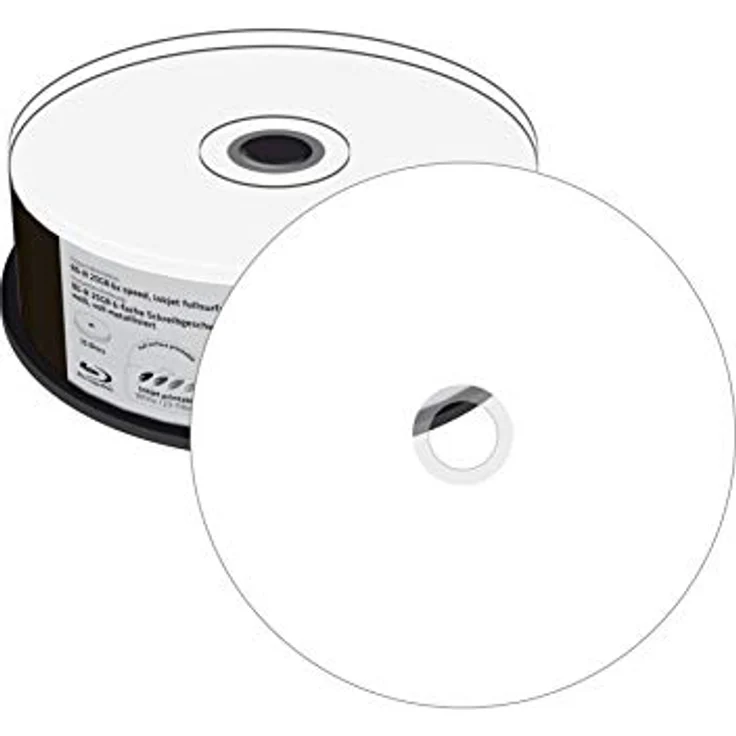 MediaRange BD-R 25GB 6-fache Schreibgeschwindigkeit, vollflächig bedruckbar (Tintenstrahldrucker), voll Metallisiert, 25er Cakebox – Bild 3
