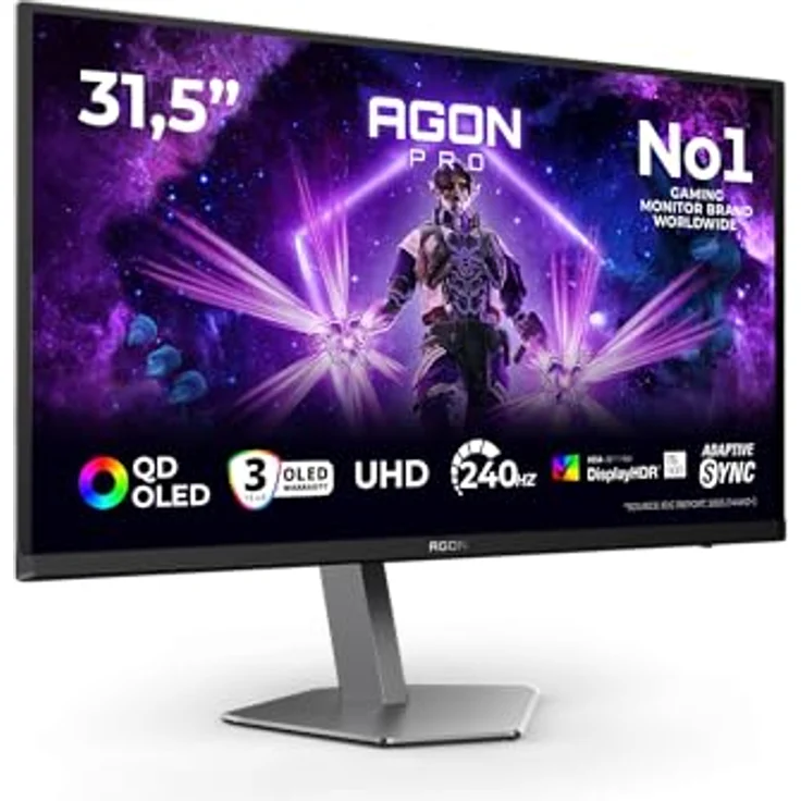 AOC AG326UZD2 32 Zoll UHD USB Hub Monitor, 240Hz QD-OLED, 0.03ms GtG, HDR500, FreeSync Prem Pro, G-Sync Comp, Höhenverstellung, Lautsprecher, Schwarz – Bild 1