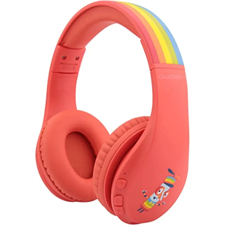 GOGEN Kinderkopfhörer Duo, Bluetooth und AUX, bis zu 45 Stunden Akku, Geräuschbegrenzung, rot