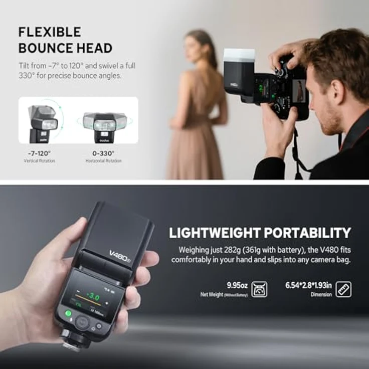 Godox V480 F, Blitzgerät mit Akku für Fujifilm, leistungsstarker Aufsteckblitz – Bild 9