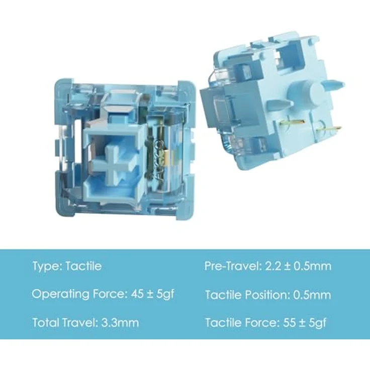 Akko AKKO V3 Pro Cream Blue Switches, mechanisch, 5-Pin, taktil, MX-Stem, 45g - 45 Stück – Bild 2