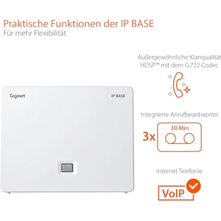 Gigaset IP BASE DECT-Telefon, Basisstation mit 500 Kontakten und Google/Microsoft 365 Integration – Bild 2