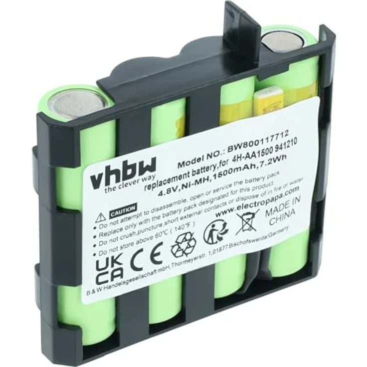 vhbw Akku passend für Compex Muskelstimulator Geräte - Ersetzt Compex 4H-AA1500, 4H-AA2000, 941210, 941213 - (NiMH, 1500mAh, 4.8V) - Accu, Ersatzakku – Bild 2