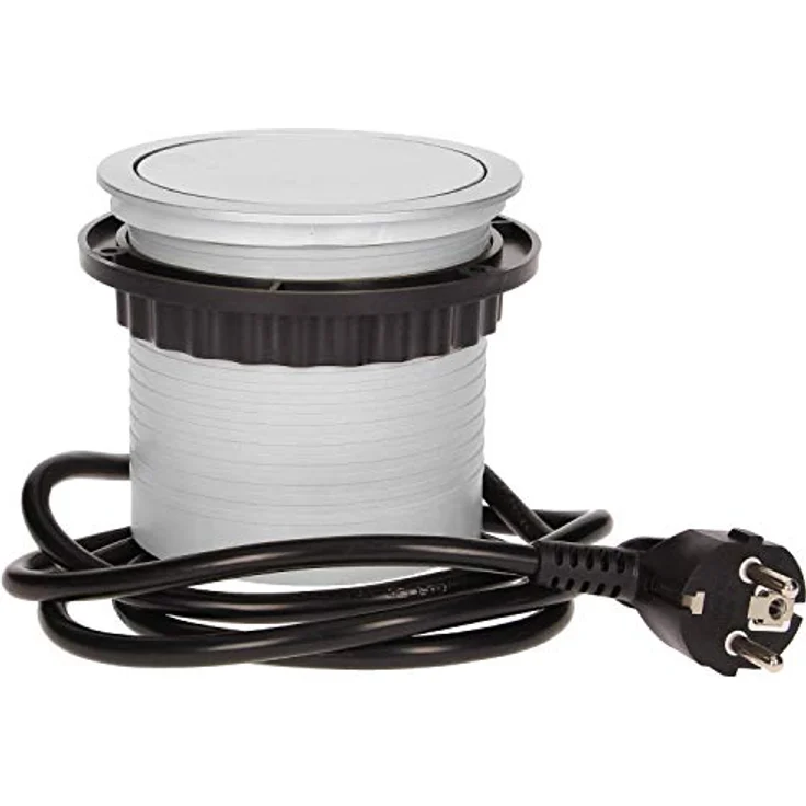 Orno OR-AE-1342 Versenkbare Einbau Steckdosenleiste, 3-fach + 2x USB, 3680W max, Ø10cm, 1,5m Kabellänge, Typ E Französisch Steckdose – Bild 5