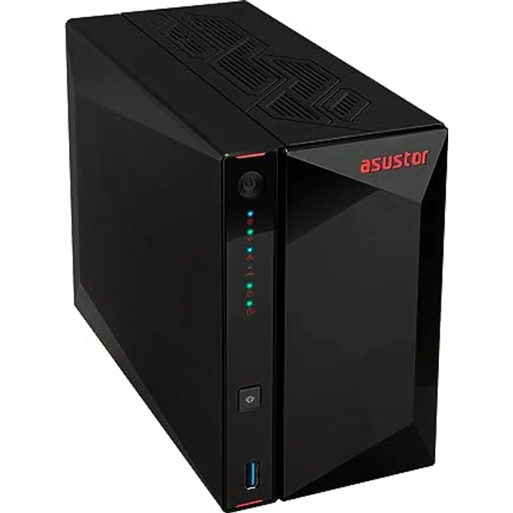 Asustor AS5402T Nimbustor 2 Gen2-2 Bay NAS Netzwerkspeicher Gehäuse, Quad-Core 2,0GHz CPU, 4xM.2 NVMe SSD Steckplätze, 2x2,5GbE Anschlüsse, 4GB DDR4 RAM, Gaming-Inspirierten NAS – Bild 3