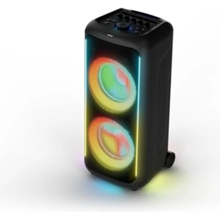 Philips TAX5000E, Bluetooth-Party-Lautsprecher mit 200 W, Bass+, Lichtshow, 14 Std. Akku, IPX4-Spritzwasserschutz, Mikro-/Gitarren-Eingänge, TWS, Auracast, App-Steuerung, tragbar mit Rädern und Griff – Bild 7