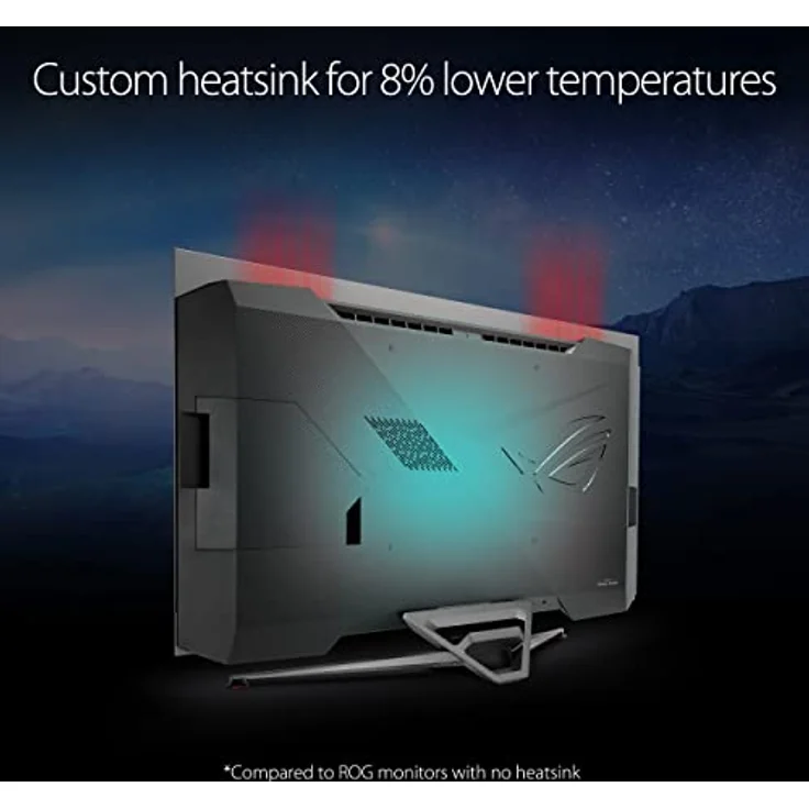 ASUS ROG Swift OLED PG42UQ | 41,5 Zoll 4K UHD Gaming Monitor | 138 Hz, 0.1ms GtG, G-Sync, 10-bit, HDR 10 | Stativ Sockel, smarte Kühlung, 16:9, 3840x2160, DP 1.4 DSC, HDMI 2.1, USB-Hub, Schwarz – Bild 3