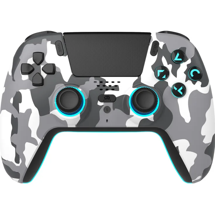 Freaks and Geeks PS5 Controller Wireless Camou, Gaming Controller mit Hall-Effekt-Joysticks, Bewegungssensor und integrierten Audiofunktionen, Weiss, Mehrfarbig