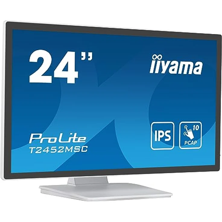 iiyama Prolite T2452MSC-W1 60,5 cm 23,8" IPS LED Monitor FullHD 10 Punkt Multitouch kapazitiv HDMI DP USB3.0 7H Anti-Fingerprint Weiss – Bild 2