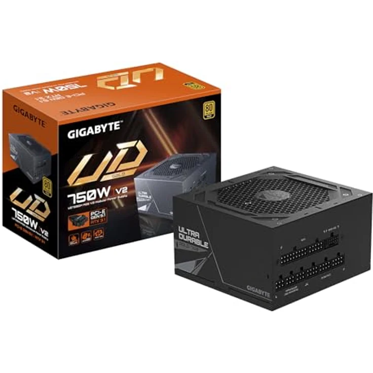 Gigabyte GP-UD750GM PG5 V2, ATX3.1 Netzteil mit 750W, effiziente Stromversorgung, Schwarz – Bild 1