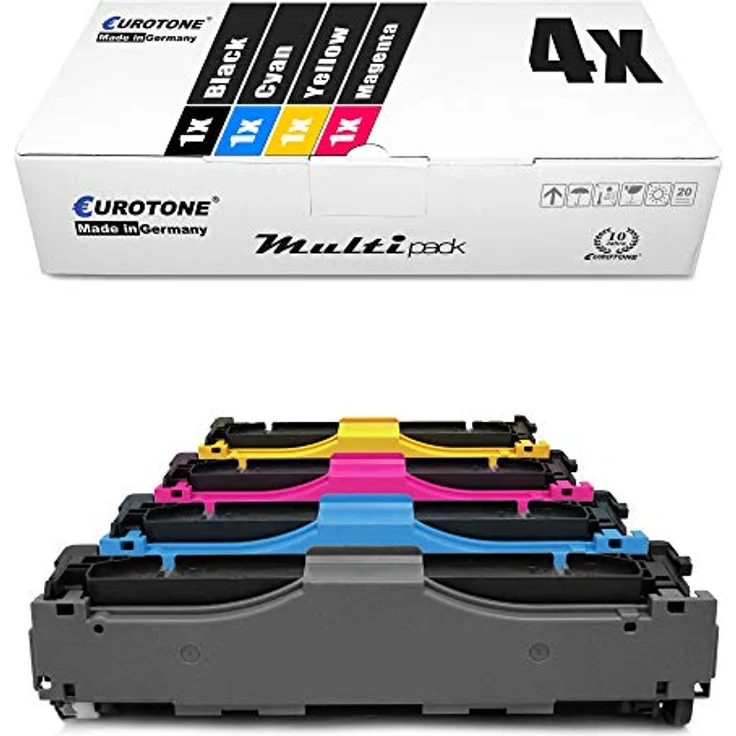 Eurotone 4er Set kompatibler Toner CE340A CE341A CE342A CE343A für HP Color Laserjet Enterprise 700, 1x Schwarz, 1x Cyan, 1x Magenta, 1x Gelb, 13.500 Seiten, XXL Füllmenge – Bild 1
