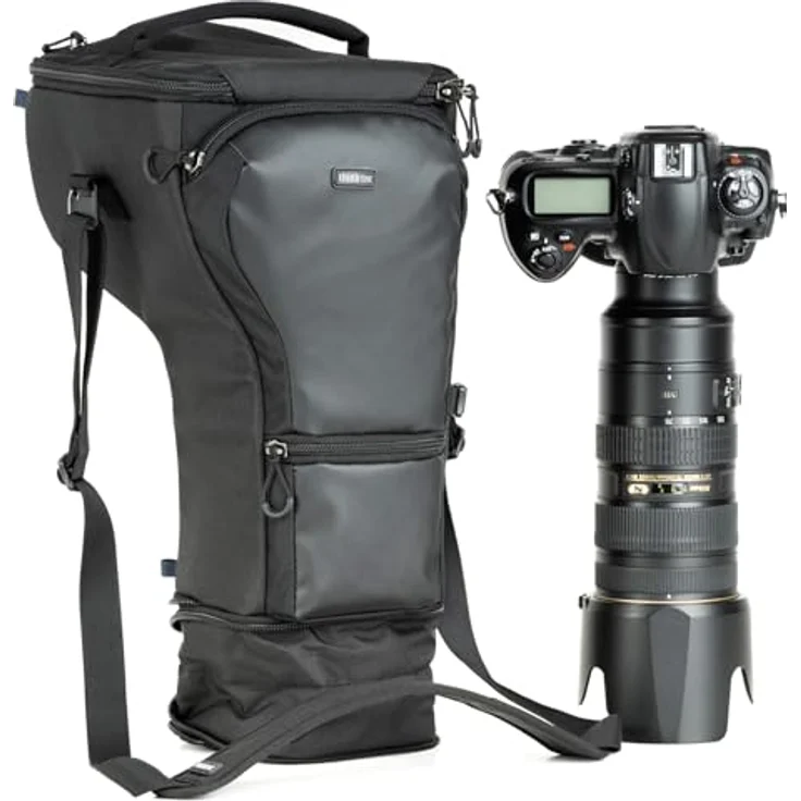 Think Tank Digital Holster Schwarz (Digital Holster 50) - Kamera-Zubehör für Standard- oder Griff-Kameragehäuse mit Zoomobjektiv, Fronttasche für Zubehör, "Pop Down"-Funktion für Gegenlichtblenden und große Objektive, Befestigung am Think Tank Gürtel. – Bild 3