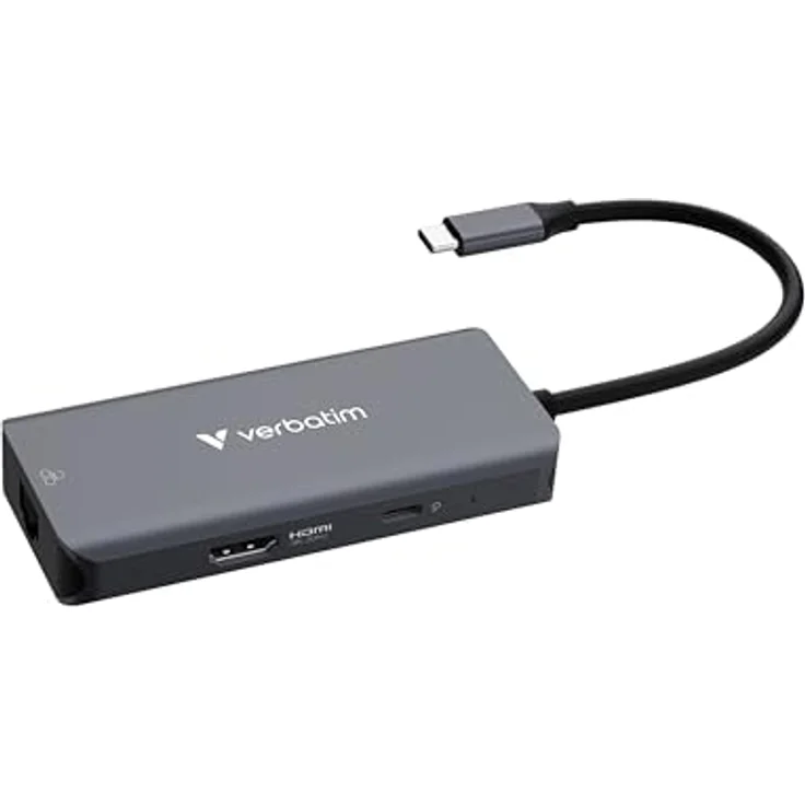 Verbatim USB-C Essentials Multiport Hub, 6 Anschlüsse mit RJ45, 4K HDMI und 100W PD – Bild 1