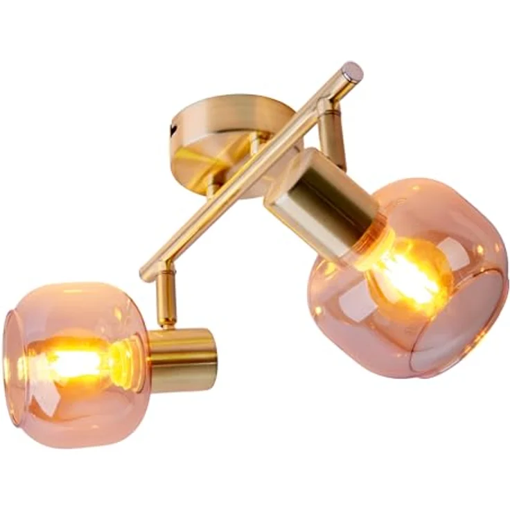 Näve Leuchten - 4er Spot/Deckenleuchte Libby - Deckenlampe aus Metall und getöntem Glas - Für Esszimmer, Wohnzimmer, Diele oder Büro - Messing/Amber/Gold, 40 cm – Bild 3