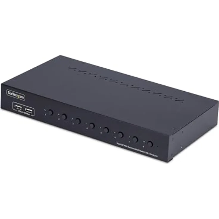 StarTech.com 8 Port DisplayPort KVM Switch, 1HE Rackmount, 4K 60Hz DP 1.2, TAA-konform, Hotkey-Umschaltung, USB 2.0 Hub