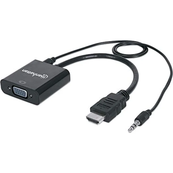 Manhattan HDMI-Stecker auf VGA-Buchse mit Audio schwarz 151559