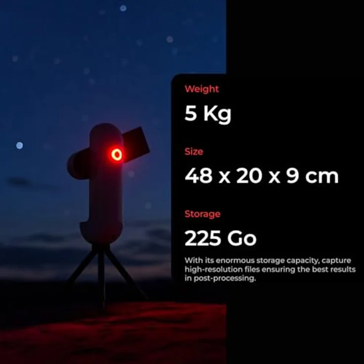 Vaonis Vespera Pro, Teleskop mit 12,5 MP Kamera, F/5 Apochromatisches Objektiv, automatischer Ausrichtung und Verfolgung, kompakt und leicht – Bild 9