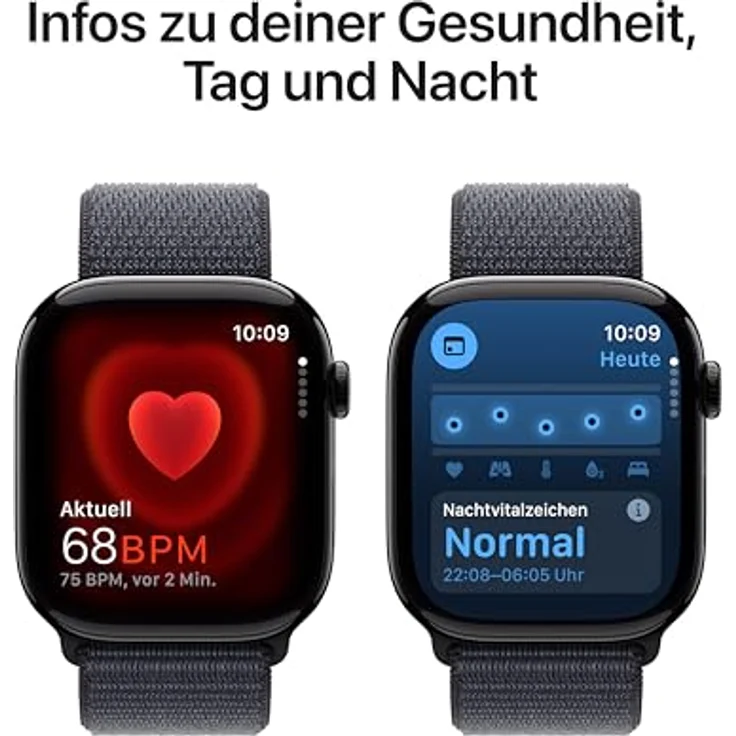 Apple Watch Series 10, 46 mm, GPS, Aluminiumgehäuse Diamantschwarz, Sport Loop Tinte, One size – Bild 5