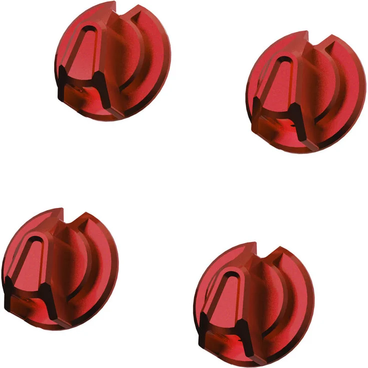 SOELPEC Drehknopf-Set, 4 rot eloxierte Aluminium-Drehschalter für Lenkräder, inklusive M2.5-Schrauben