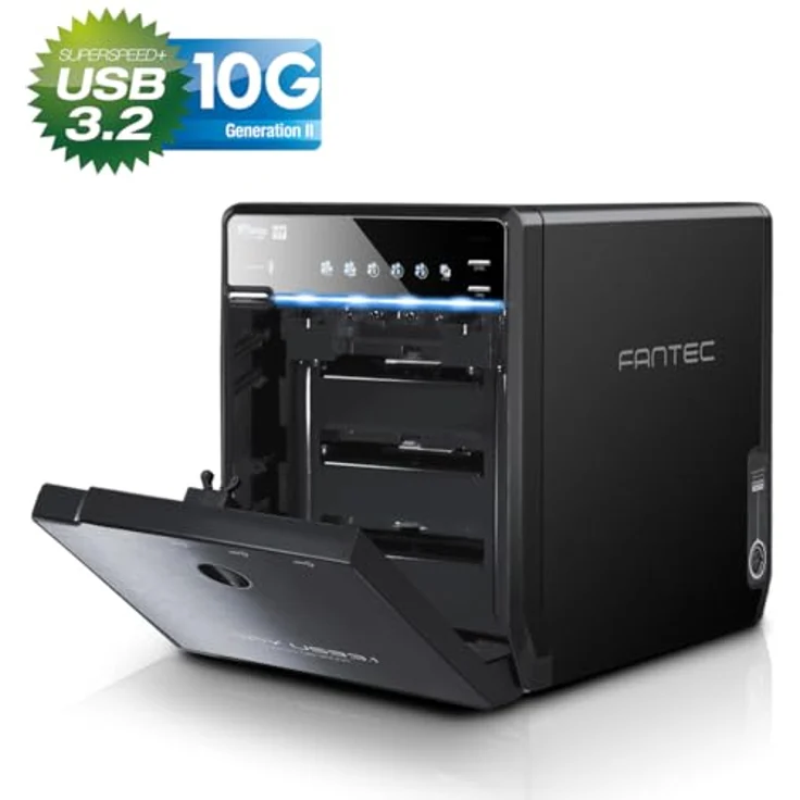FANTEC QB-35U31 Externes 4-fach Festplattengehäuse (für 4x 8, 89 cm (3, 5 Zoll) SATA I-II-III Festplatten, USB 3.1 Generation II, Metallgehäuse) – Bild 5