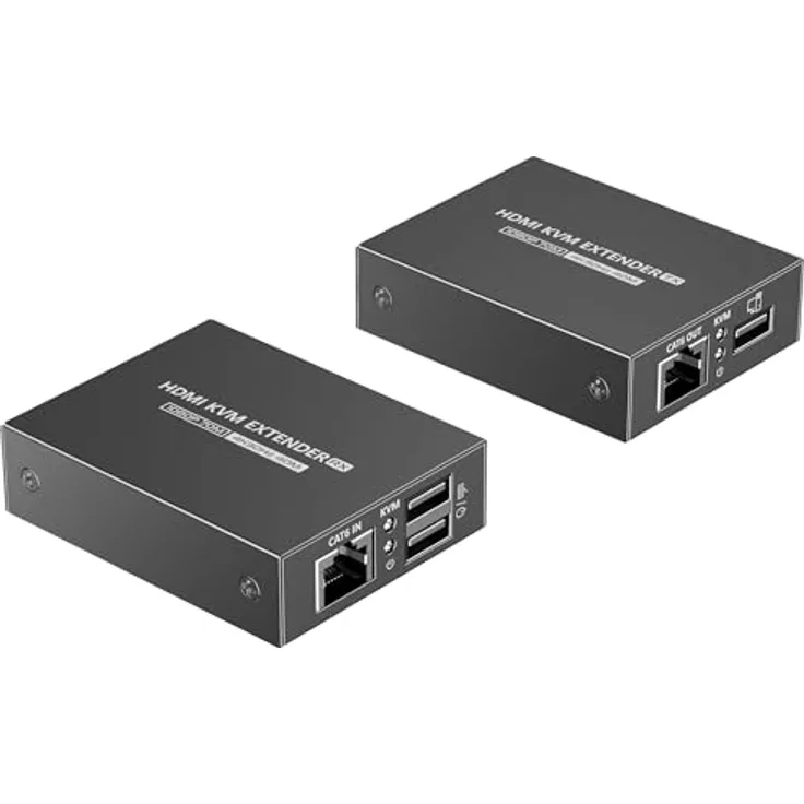 PremiumCord HDMI KVM Extender, UHD 4K 2160p 30Hz über CAT6/6A/7 bis zu 70m, USB-Übertragung, HDCP 1.4, HDR 10, Metallgehäuse, ohne Verzögerung