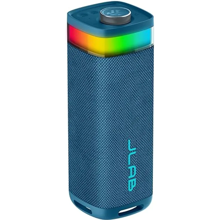 JLab JBuds Party, Tragbarer Bluetooth Lautsprecher mit 30W, 12H+ Akkulaufzeit, RGB Licht, IP56 Wasserfest, Marineblau