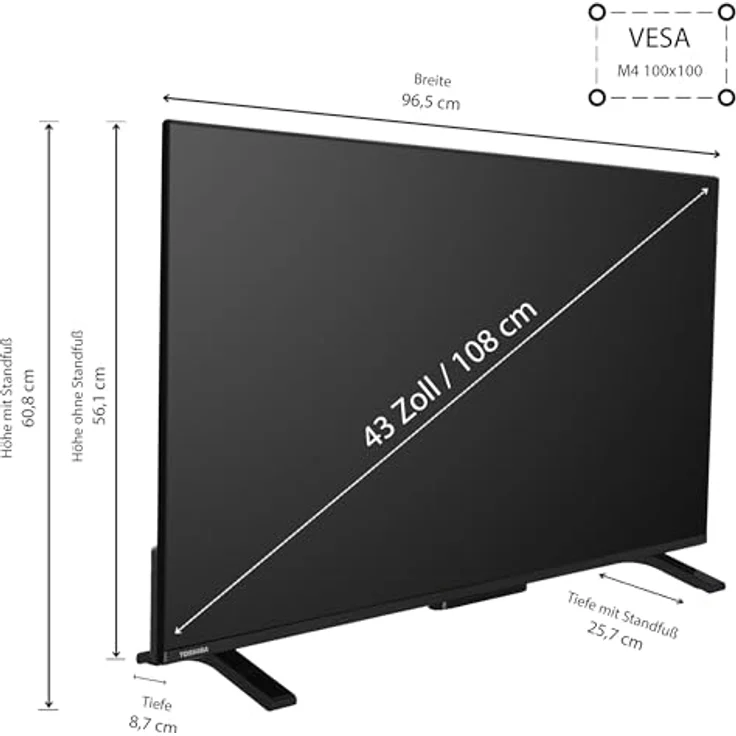 Toshiba 43QV2363DAW 43 Zoll QLED Fernseher/VIDAA Smart TV (4K UHD, HDR Dolby Vision, Triple-Tuner, Bluetooth, Dolby Audio) [2024] – Bild 2