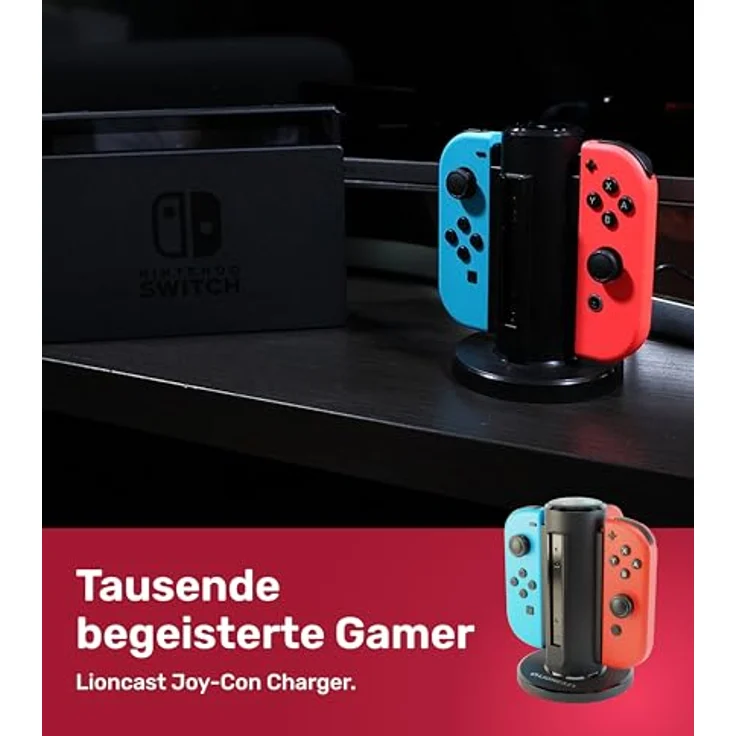 Lioncast Joy-Con Quad-Charger für Nintendo Switch, Controller Ladestation mit stabilem Stand, LED-Ladeanzeige – Bild 8