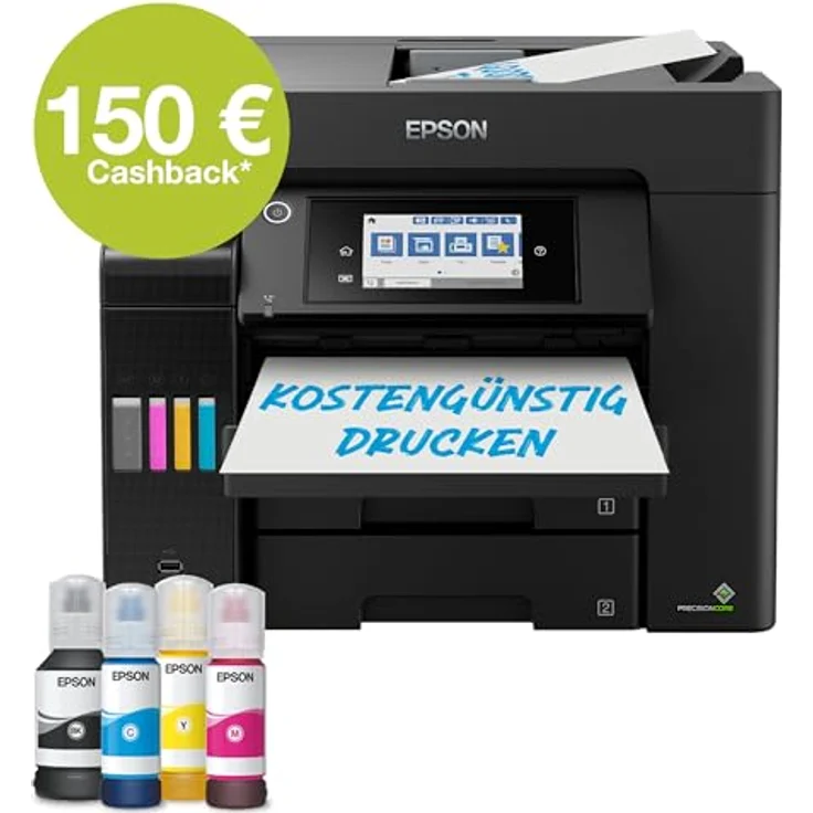EPSON EcoTank ET-5855 Inkjet Colour Multifunction Printer 32ppm (C11CJ29406), Schwarz, Wireless, Duplex-Druck – Bild 3