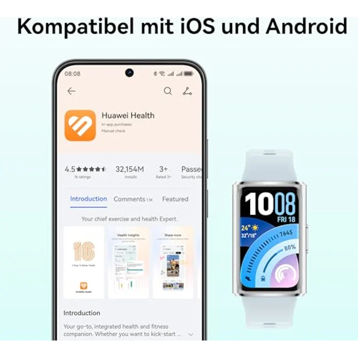 HUAWEI Band 11 Pro, Fitness-Tracker für Handgelenke 130-210 mm, blau – Bild 11