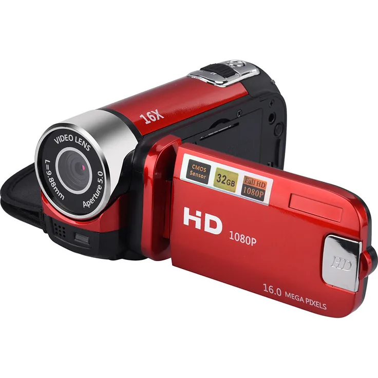 Andoer Camcorder 2,7" TFT LCD HD 1080P, 16MP, 16X Digital Zoom, Rot