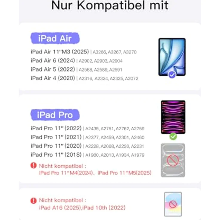 Inateck iPad Air 11 Zoll Hülle mit Tastatur, abnehmbar, 5,1" Touchpad, Stifthalter, kompatibel mit M4/M3/M2 (2026/2025/2024), Air 5/4, iPad Pro 11 – Bild 3