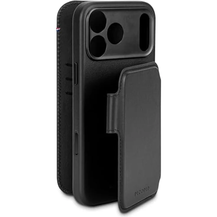 Decoded 2-in-1 Lederhülle für iPhone 17 Pro, abnehmbare Wallet aus Premium ECCO Leder, MagSafe-kompatibel, Fallschutz, kratzfest, Metallknöpfe, Schwarz – Bild 2