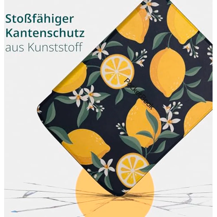 PocketBook Shell Cover - Lemon Print 6" Tablet-Tasche mit integrierter Hartschale und freiem Zugang zu allen Anschlüssen – Bild 3