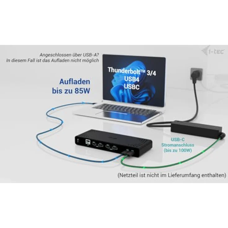 i-tec Universelle Dockingstation Dual 4K Display - 2X DisplayPort und 2X HDMI, 5X USB-Anschlüsse, in Schwarz – Bild 4