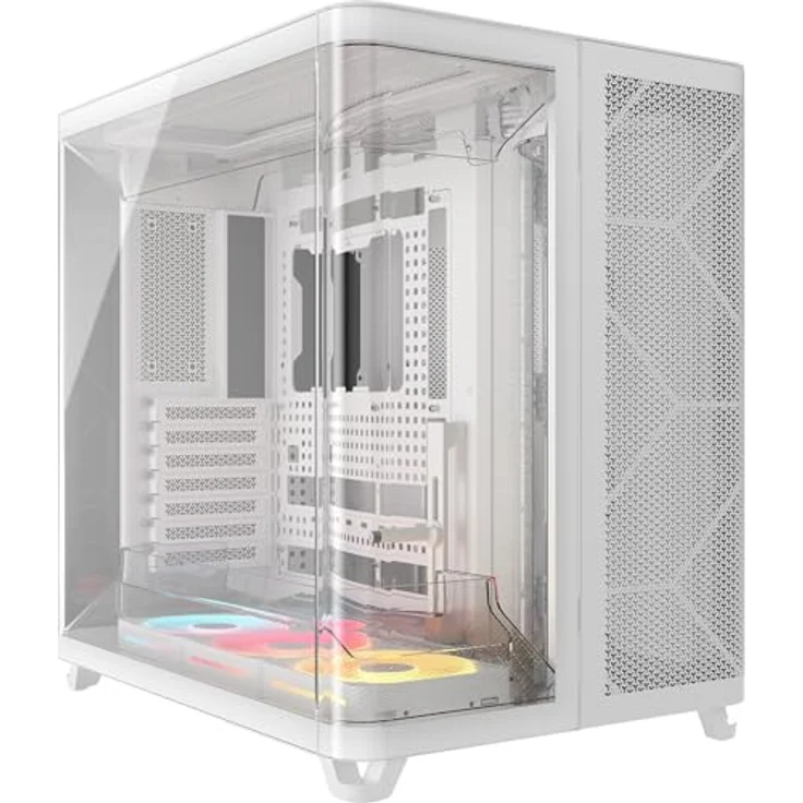 Corsair AIR 5400 LX-R RGB LINK, Mid-Tower PC Gehäuse mit Sichtfenster, modularem Innenraum und bis zu 10 Lüftern, Weiss – Bild 1