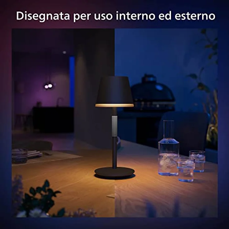 Philips Hue White & Color Ambiance Go Tragbare Tischleuchte 370lm, schwarz, bis zu 16 Mio. Farben, steuerbar via App und per Taste, kompatibel mit Amazon Alexa (Echo, Echo Dot) – Bild 3