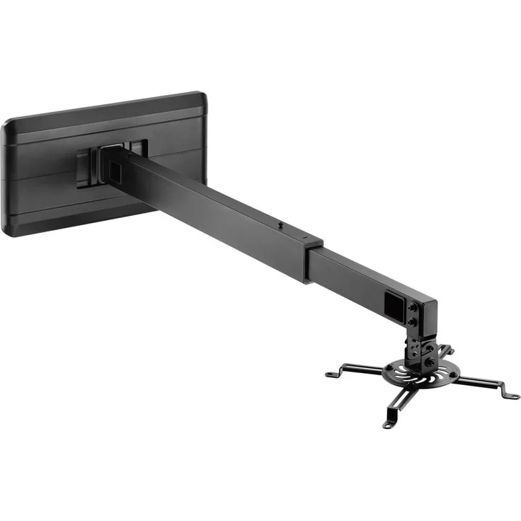 Techly Wandhalterung für Beamer ausziehbar 926-1528mm schwarz (Wand) - Beamer Halterung, Schwarz, 15 kg Höchstgewichtskapazität, verbessertes Kabelmanagement, schwenkbar, neigbar