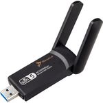 Reagle USB-A WLAN Adapter - 1300 Mbps, Dualband 2.4GHz/5GHz WiFi Dongle, 802.11ac, High Gain 2X 5dBi Antennen, PC & Laptop Netzwerk Adapter, Kompatibel mit Windows/Mac/Linux