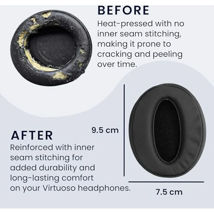 kwmobile Kopfhörer (2x Ohrpolster für Sennheiser HD 4.50 BTNC - Kunstleder Ersatz Ohr Polster für Overear Headphones) – Bild 5