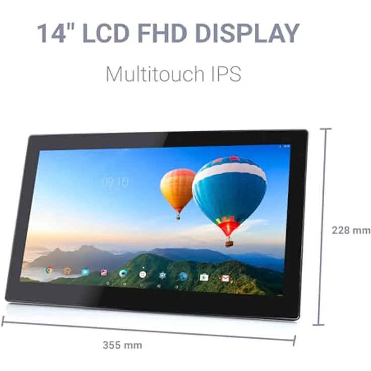 14" (35,56 cm) XORO MegaPAD 1404 V7 Tablet-PC mit FullHD Multitouch IPS Display, Android 13, 64Bit SixCore CPU, 4GB RAM, 64 GM Speicher, Dual WLAN, GigaBit LAN, Bluetooth, Mikrofon, Kamera – Bild 3