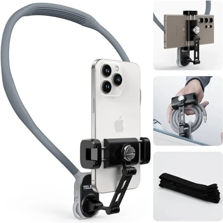 Telesin S2-HNB-02, Nackenhalter mit Handyhalterung für Drohnen, bequemes und leichtes Design für Smartphones – Bild 1