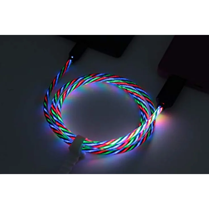 2GO Datenkabel & Ladekabel Tricolor, 100cm LED-beleuchtet, Aluminium Stecker, USB Typ-C für alle Geräte – Bild 4