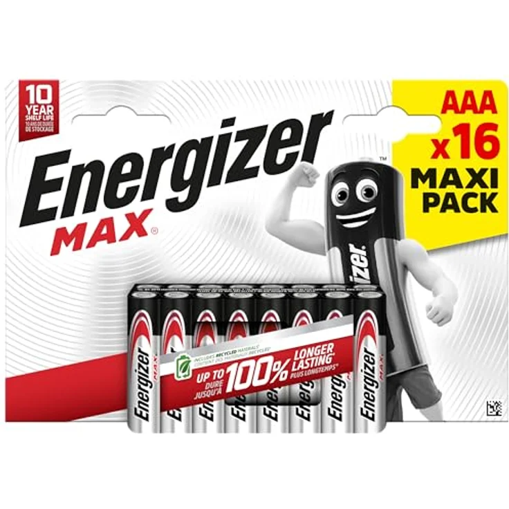 Energizer Max Alkaline Batterie AAA Micro, 16 Stück, mit PowerSeal-Technologie und bis zu 10 Jahren Lagerfähigkeit – Bild 1
