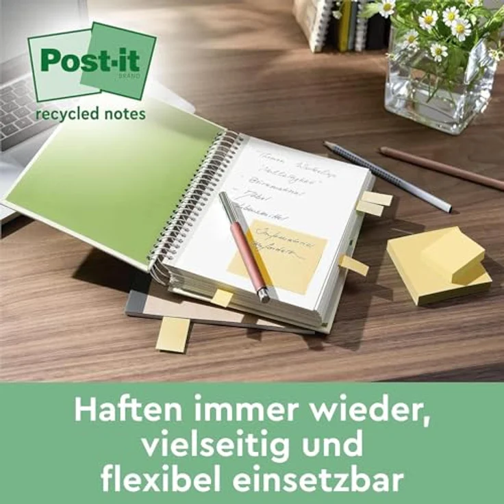 Post-it® Recycling Notes 653-1B, Haftnotizen, 6 Blöcke/Pack, umweltfreundlich, ideal für Notizen und Organisation – Bild 3