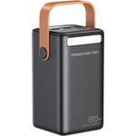 Powerbank PD 65W 50000mAh USB C Externer Akku Tragbare Powerstation mit LED Display Schnellladung für Laptop MacBook Tablet Handy Samsung für Reise, Camping, Outdoor– Schwarz