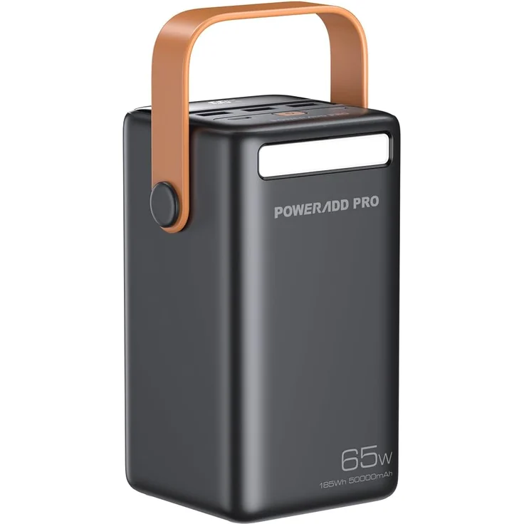 Powerbank PD 65W 50000mAh USB C Externer Akku Tragbare Powerstation mit LED Display Schnellladung für Laptop MacBook Tablet Handy Samsung für Reise, Camping, Outdoor– Schwarz – Bild 1