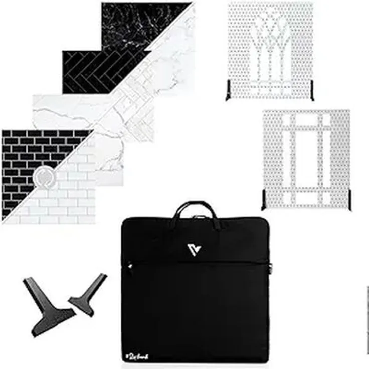 V-Flat World Duo Boards Kitchen Kit, Fotostudio-Hintergrundsystem mit 4 doppelseitigen Boards und Schattenboards, 24' x 24', weiß