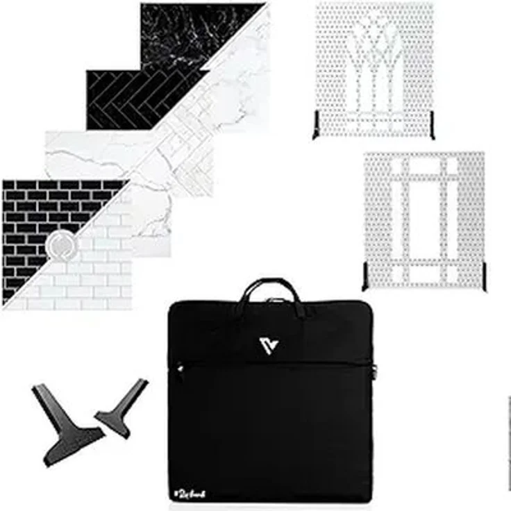 V-Flat World Duo Boards Kitchen Kit, Fotostudio-Hintergrundsystem mit 4 doppelseitigen Boards und Schattenboards, 24' x 24', weiß